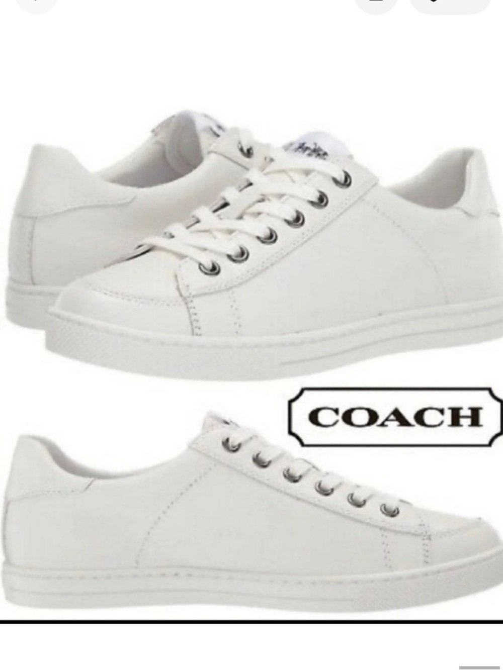 Women’s Coach Porter white leather low top sneakers with a lace-up design - Picture 2 of 11